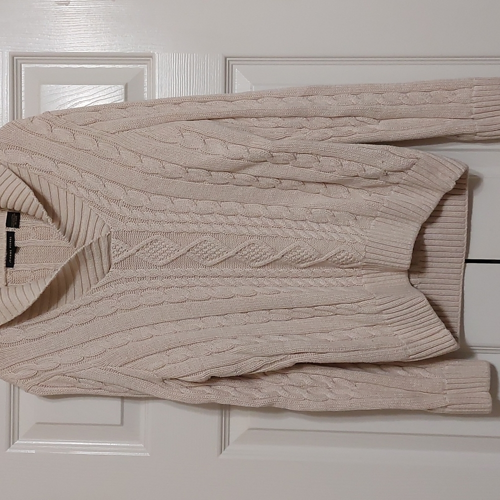 Jeanne Pierre Cream Thick Cable Knit Sweater SZ L
